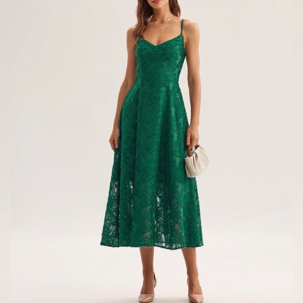 Green Floral Midi Dress